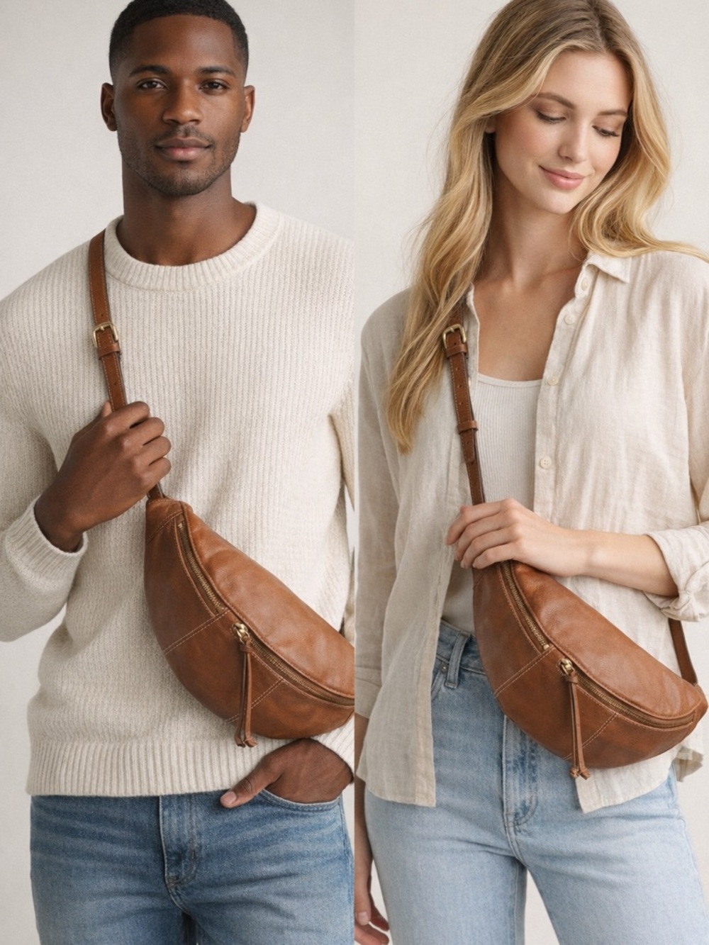 Lucky Brand Brown Leather Crossbody Belt Bag